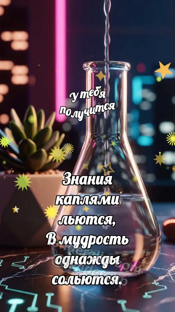 Анимационная открытка на тему У тебя получится: Капли наполняют колбу