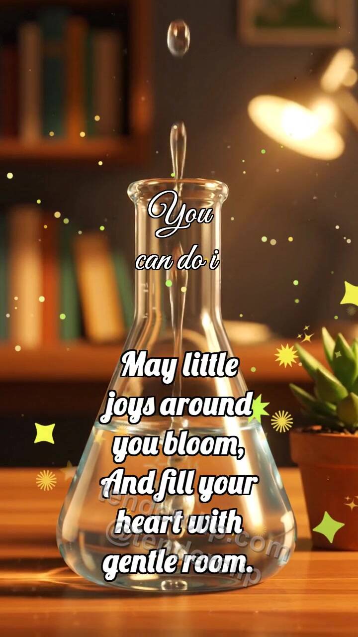 Animated greeting card about You can do it: Drops Fill Flask