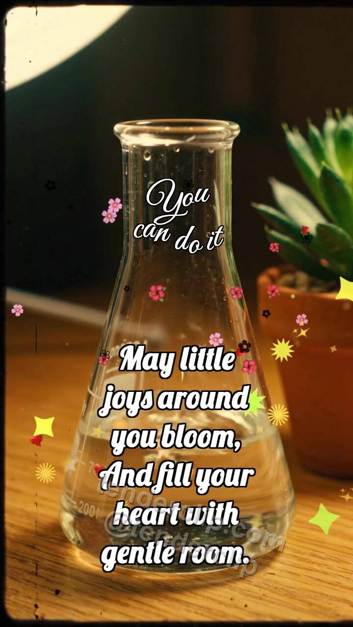 Animated greeting card about You can do it: Drops Fill Flask