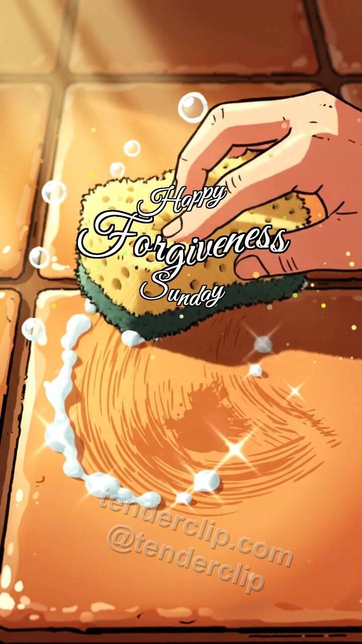 Animated greeting card about Happy Forgiveness Sunday: Soft Sponge Clears Trace