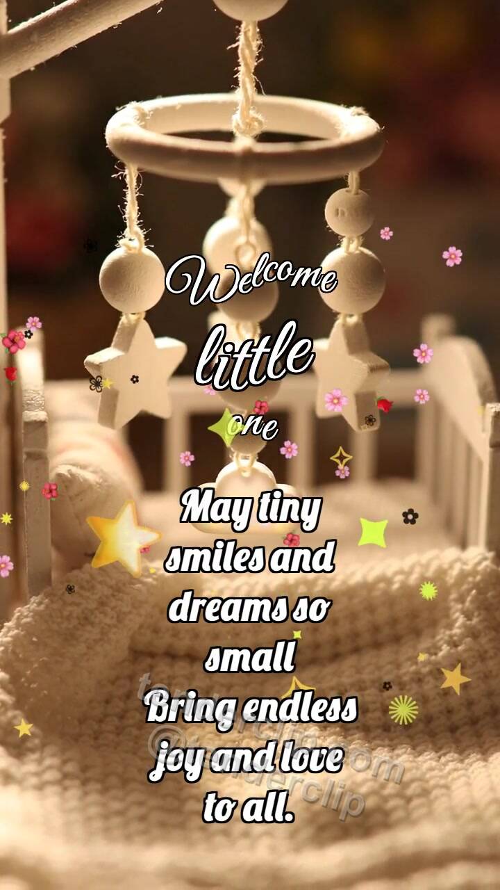Animated greeting card about Welcome little one: Mobile Catches Cloud