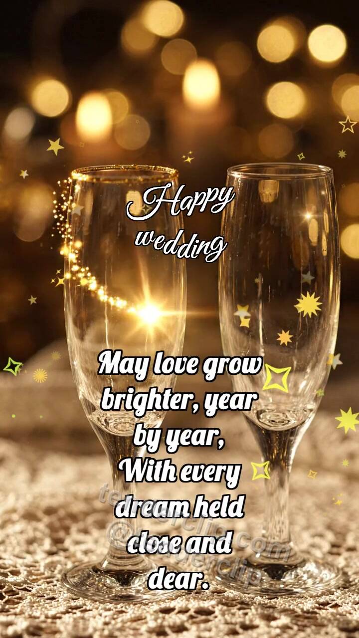 Animated greeting card about Happy wedding: Glasses Meet Glint