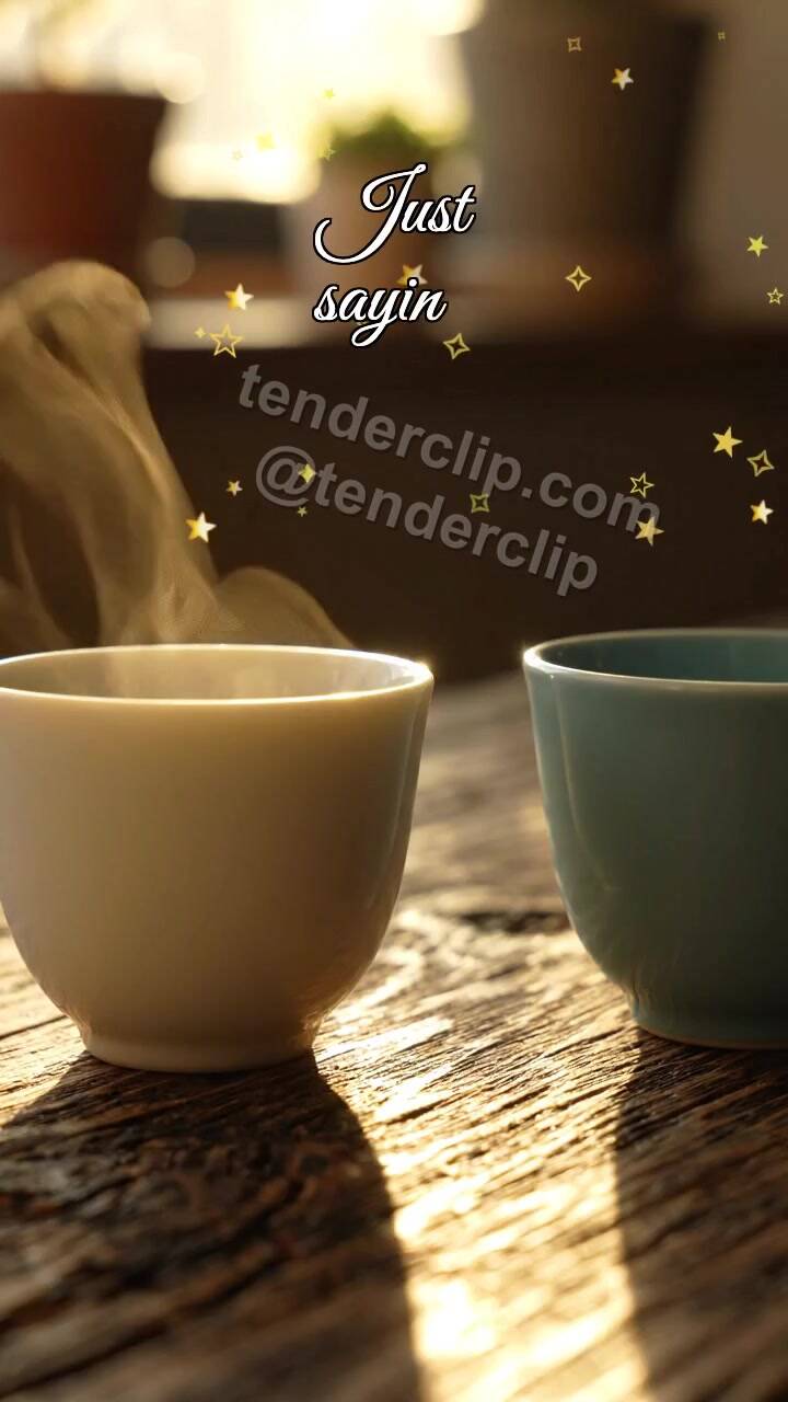 Animated greeting card about Just saying: two cups one waits