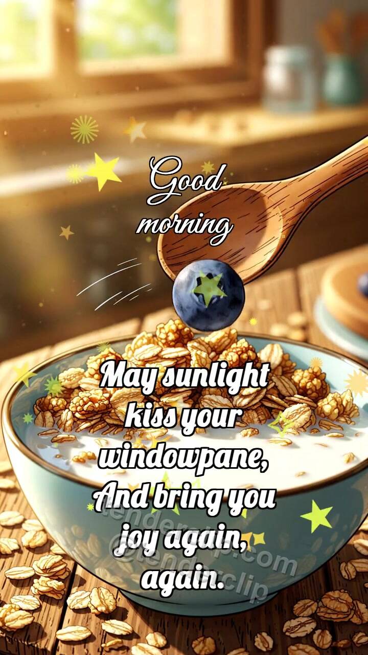 Animated greeting card about Good morning: Granola Meets Berry