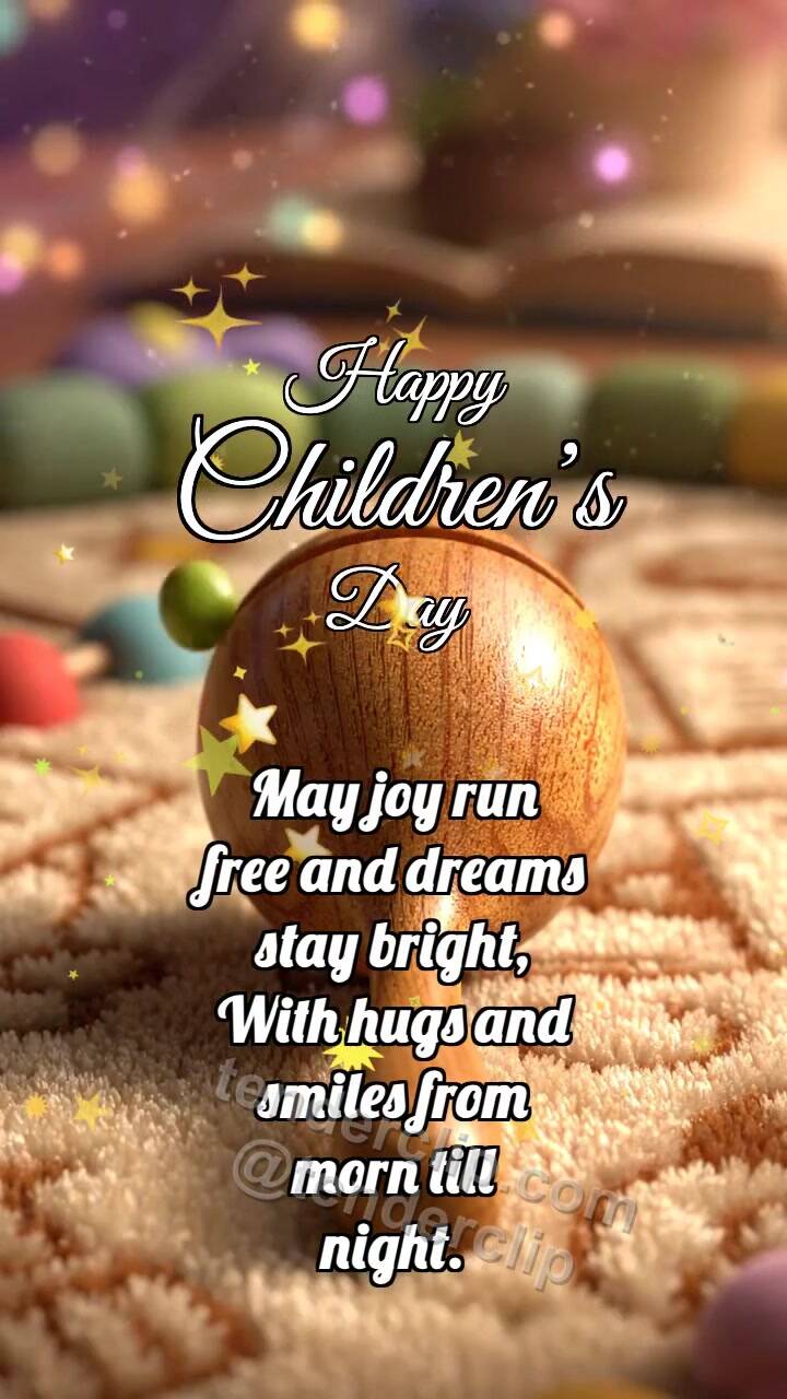 Animated greeting card about Happy Children’s Day: Wooden Maraca Catches Pea