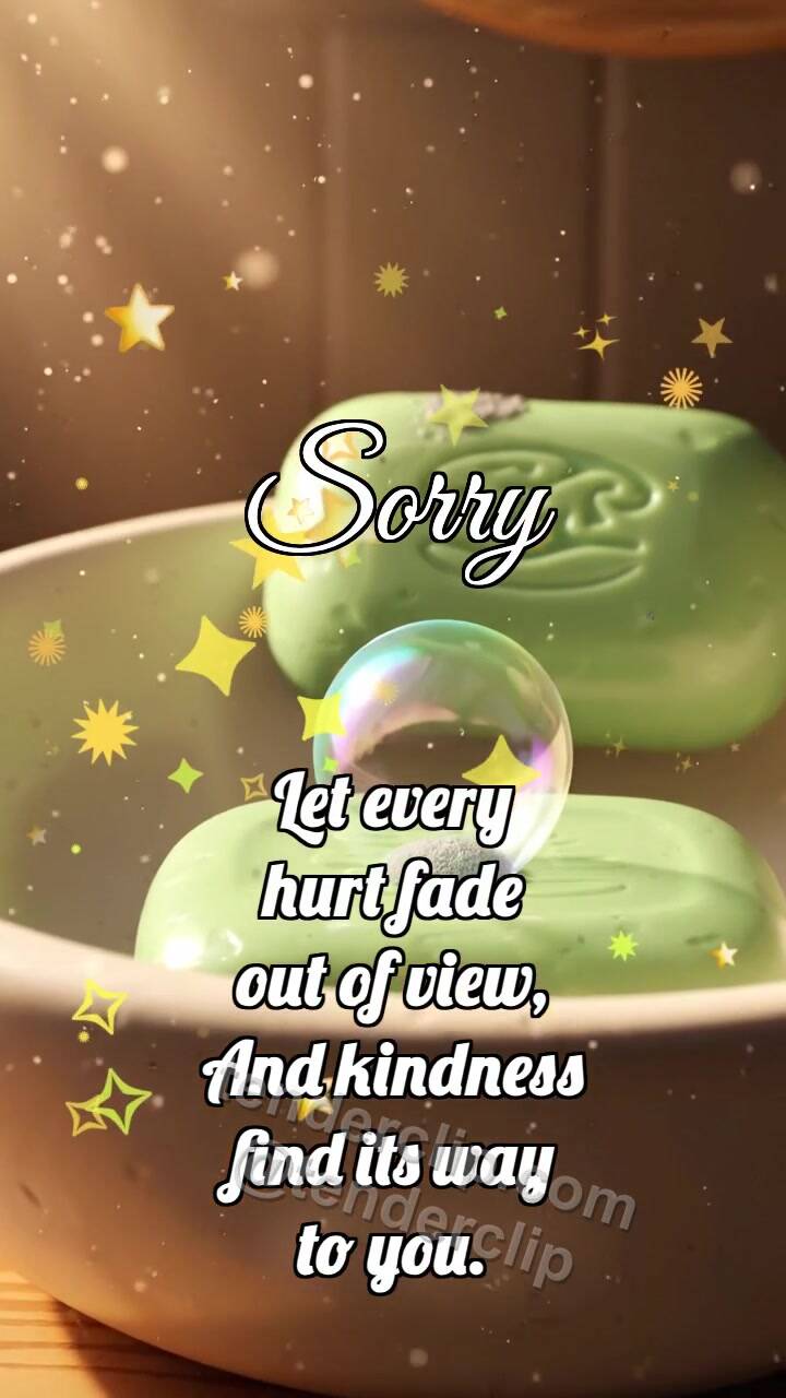 Animated greeting card about Sorry: Soap Clears Speck