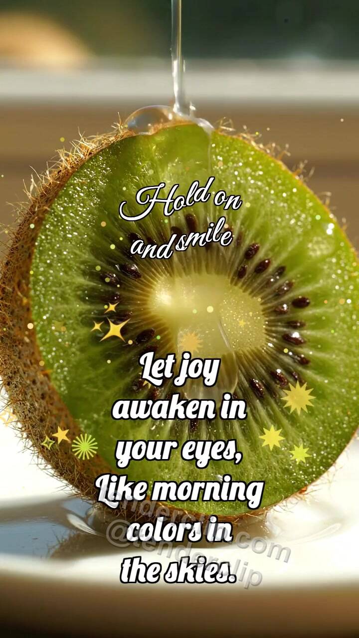 Animated greeting card about Hold on and smile: Kiwi Catches Drop