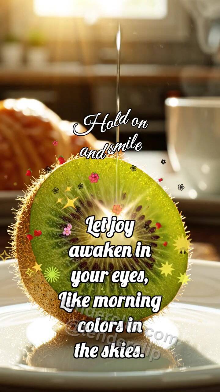 Animated greeting card about Hold on and smile: Kiwi Catches Drop