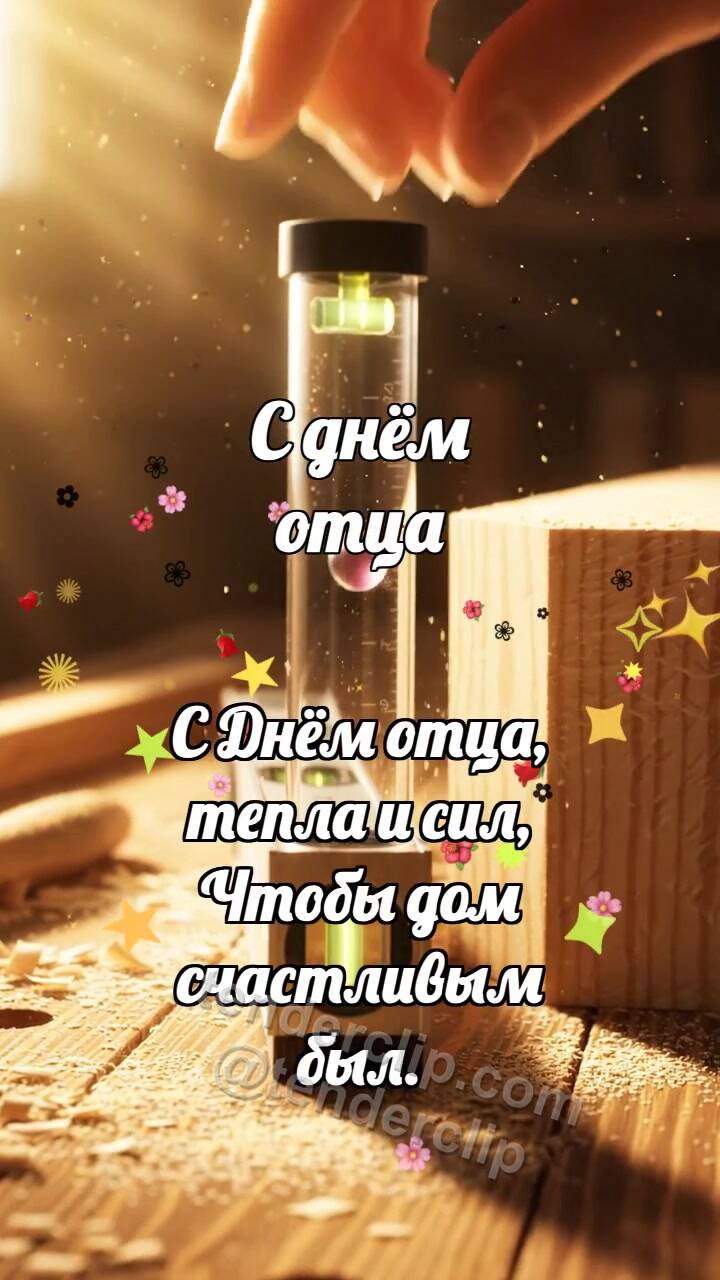 Анимационная открытка на тему С днём отца: Уровень ловит пузырёк