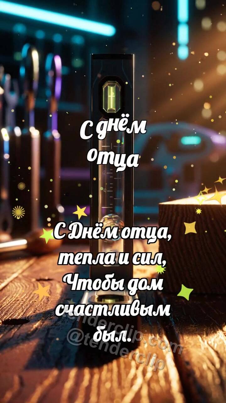 Анимационная открытка на тему С днём отца: Уровень ловит пузырёк