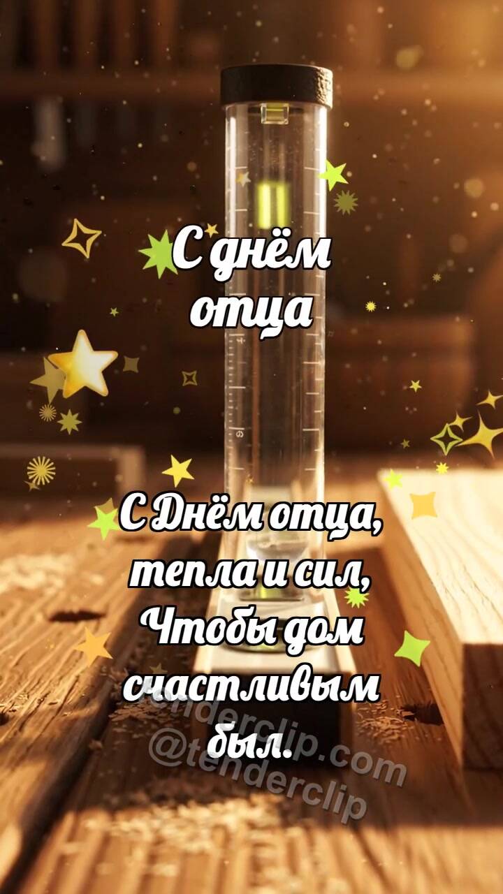 Анимационная открытка на тему С днём отца: Уровень ловит пузырёк