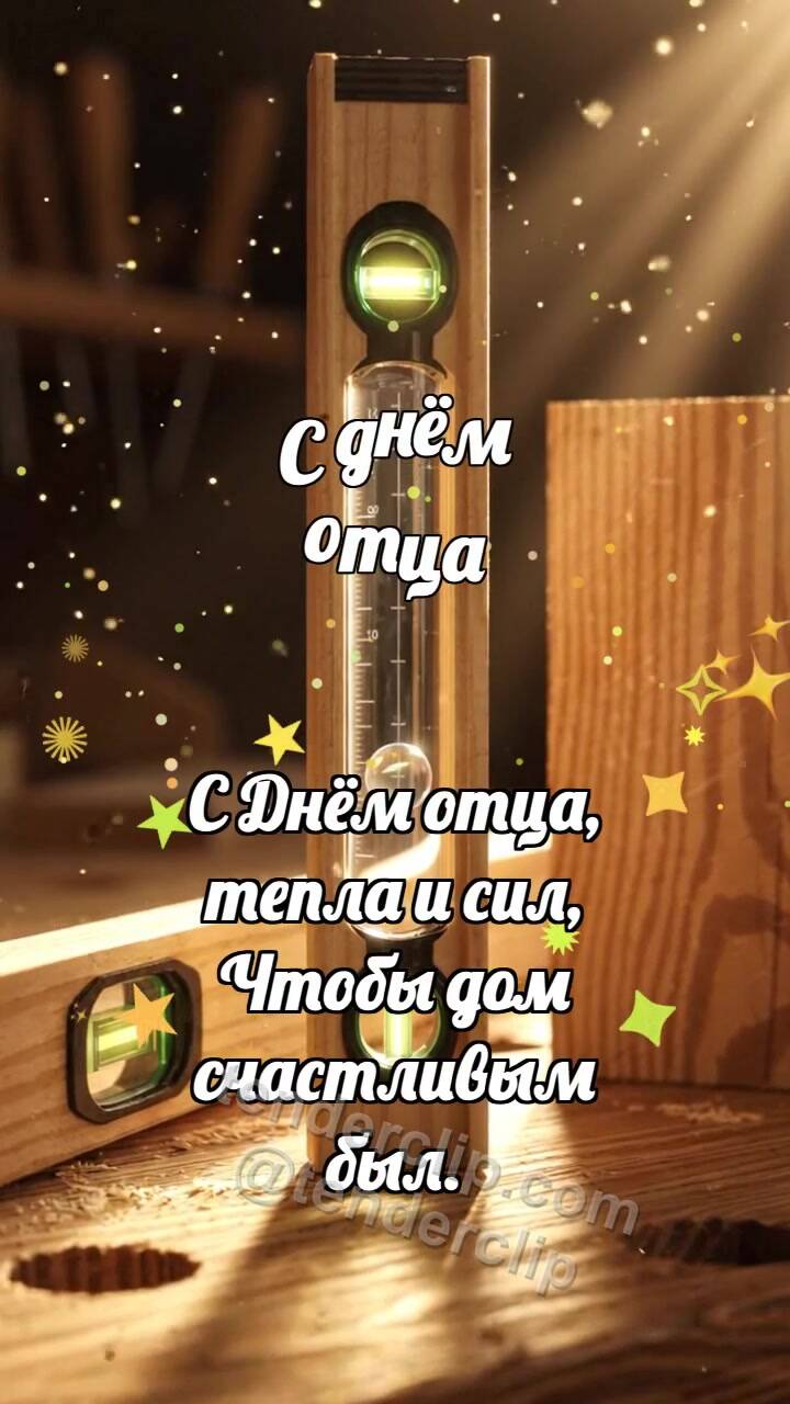 Анимационная открытка на тему С днём отца: Уровень ловит пузырёк