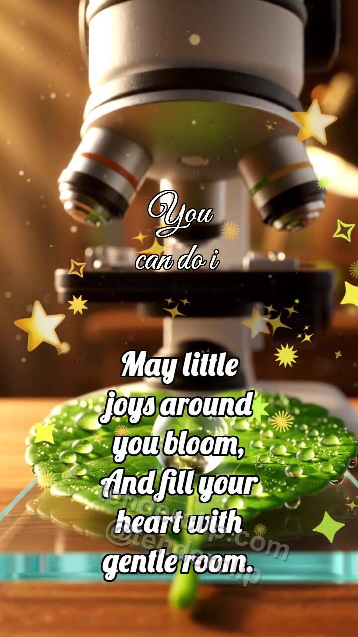 Animated greeting card about You can do it: Microscope Catches Dew