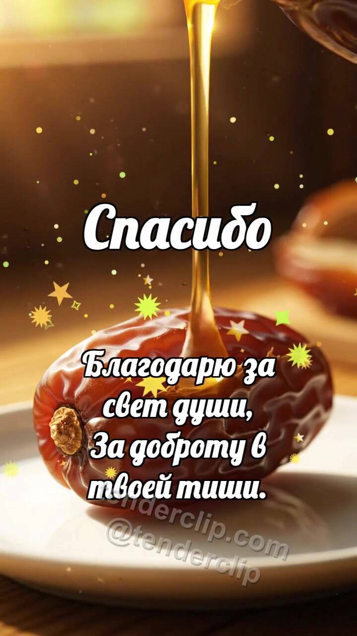 Анимационная открытка на тему Спасибо: Финик делится сладостью