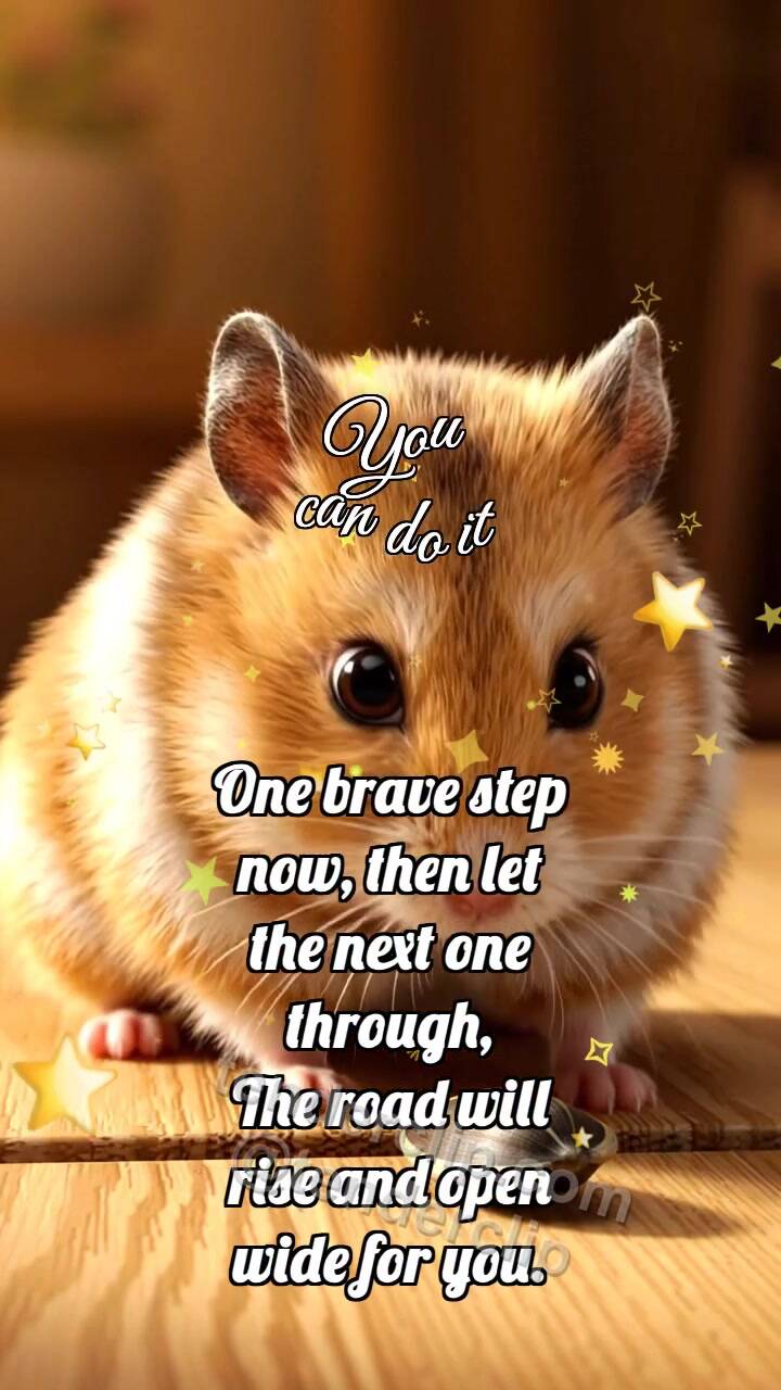 Animated greeting card about You can do it: Hamster Reaches Seed