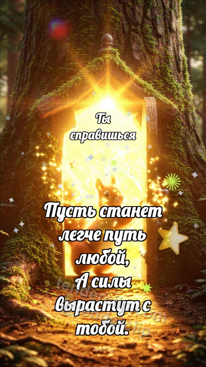 Анимационная открытка на тему Ты справишься: Белочка открывает шанс