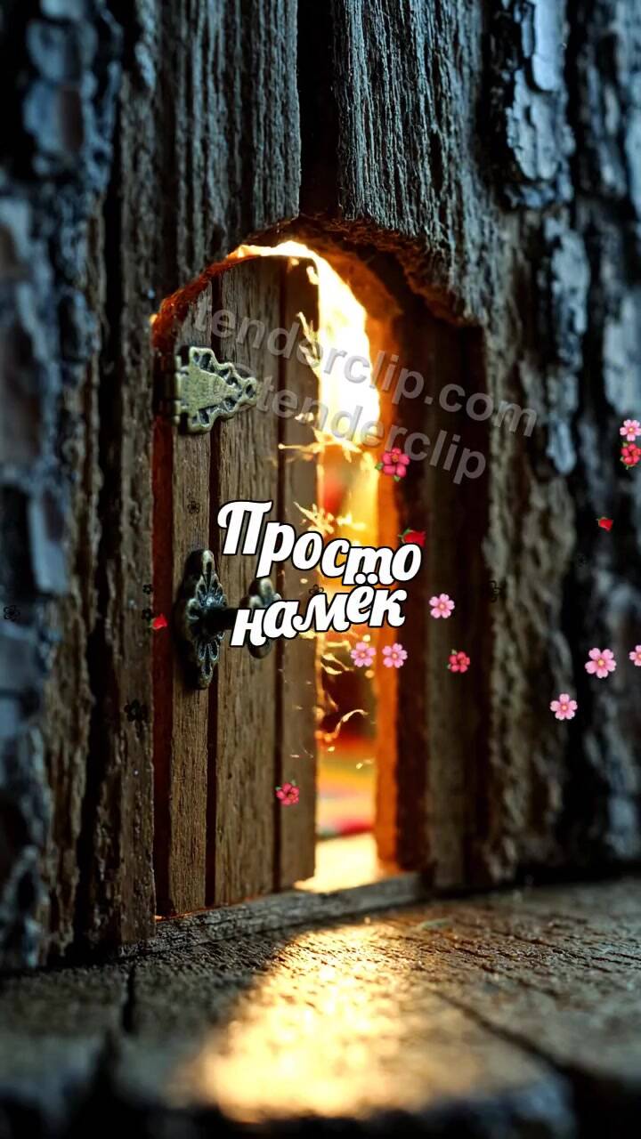 Анимационная открытка на тему Просто намёк: свет из приоткрытой двери