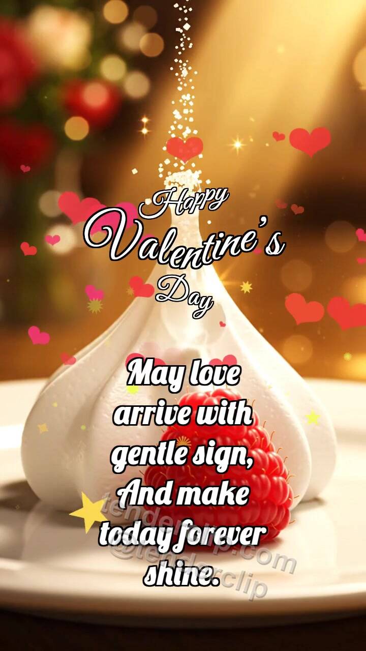 Animated greeting card about Happy Valentine’s Day: Meringue Melts Heart