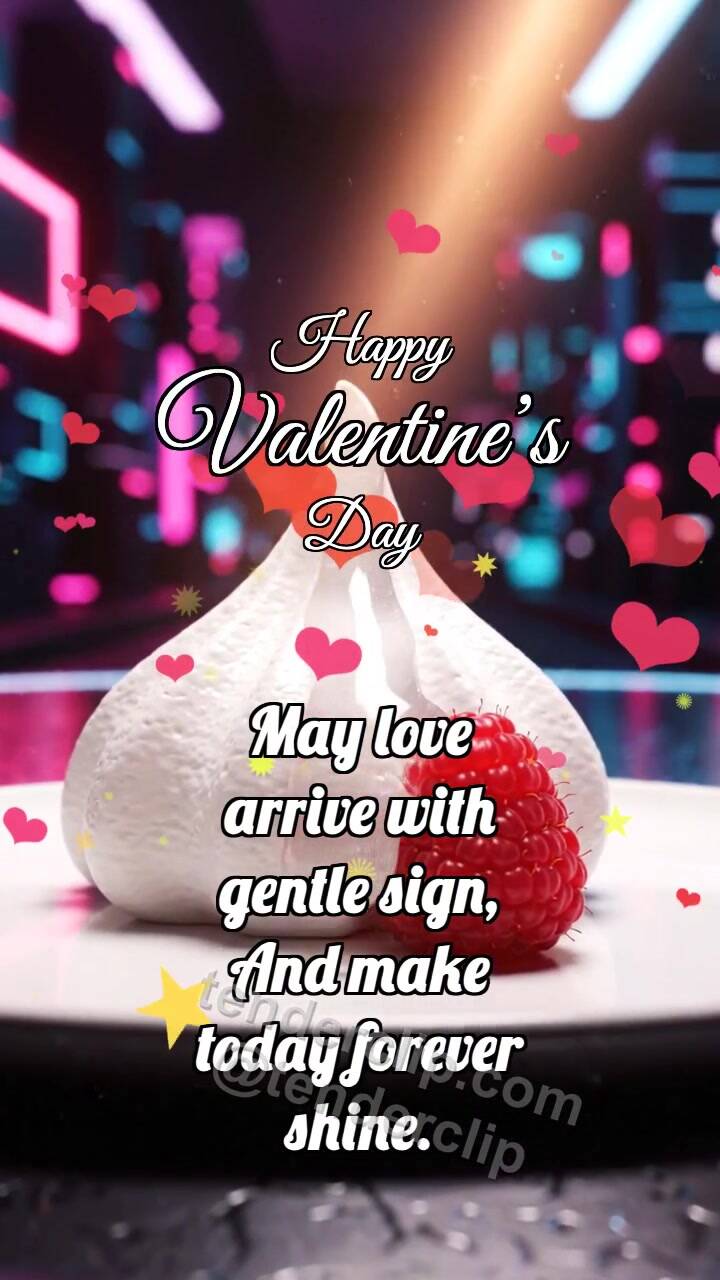 Animated greeting card about Happy Valentine’s Day: Meringue Melts Heart