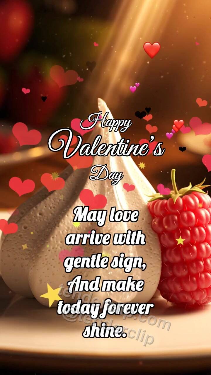Animated greeting card about Happy Valentine’s Day: Meringue Melts Heart