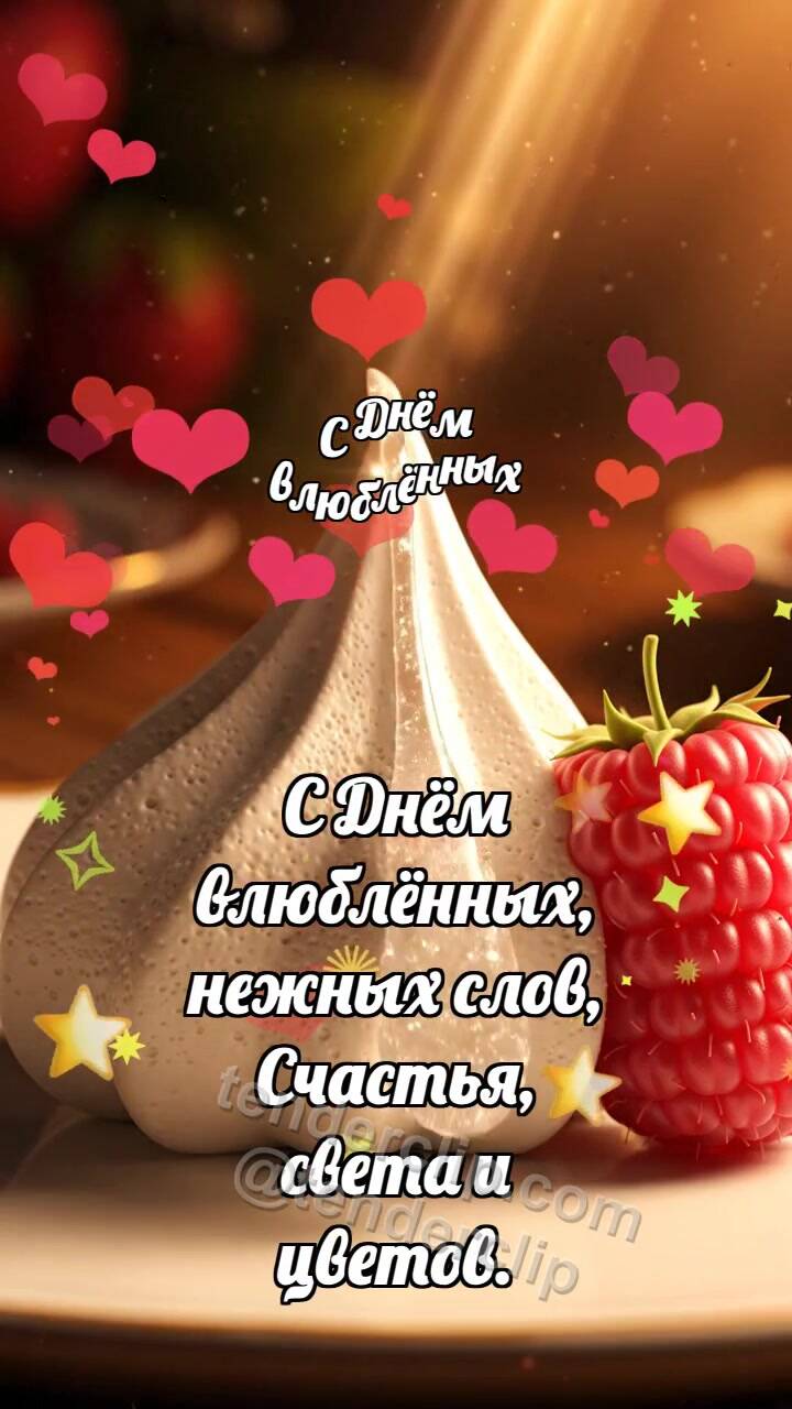 Анимационная открытка на тему С Днём влюблённых: Безе тает сердечком