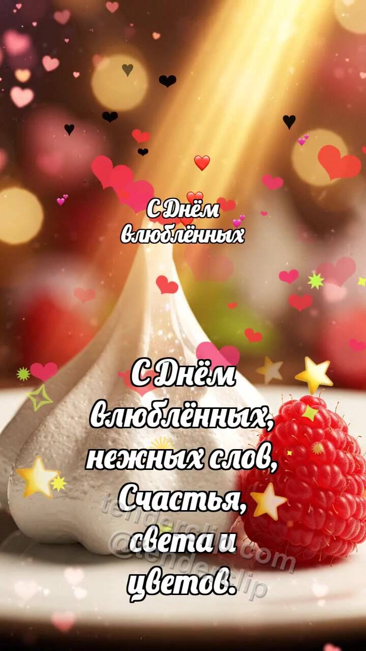 Анимационная открытка на тему С Днём влюблённых: Безе тает сердечком