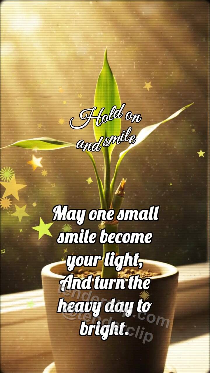 Animated greeting card about Hold on and smile: Bamboo Straightens Leaf