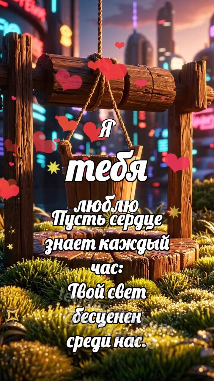 Анимационная открытка на тему Я тебя люблю: Колодец бережёт ведёрко