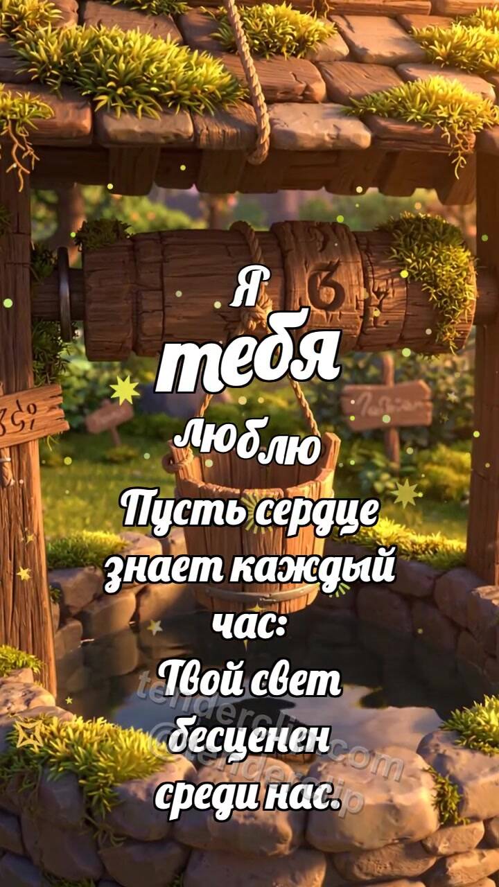 Анимационная открытка на тему Я тебя люблю: Колодец бережёт ведёрко