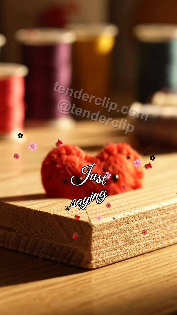 Animated greeting card about Just saying: heart peeks around corner