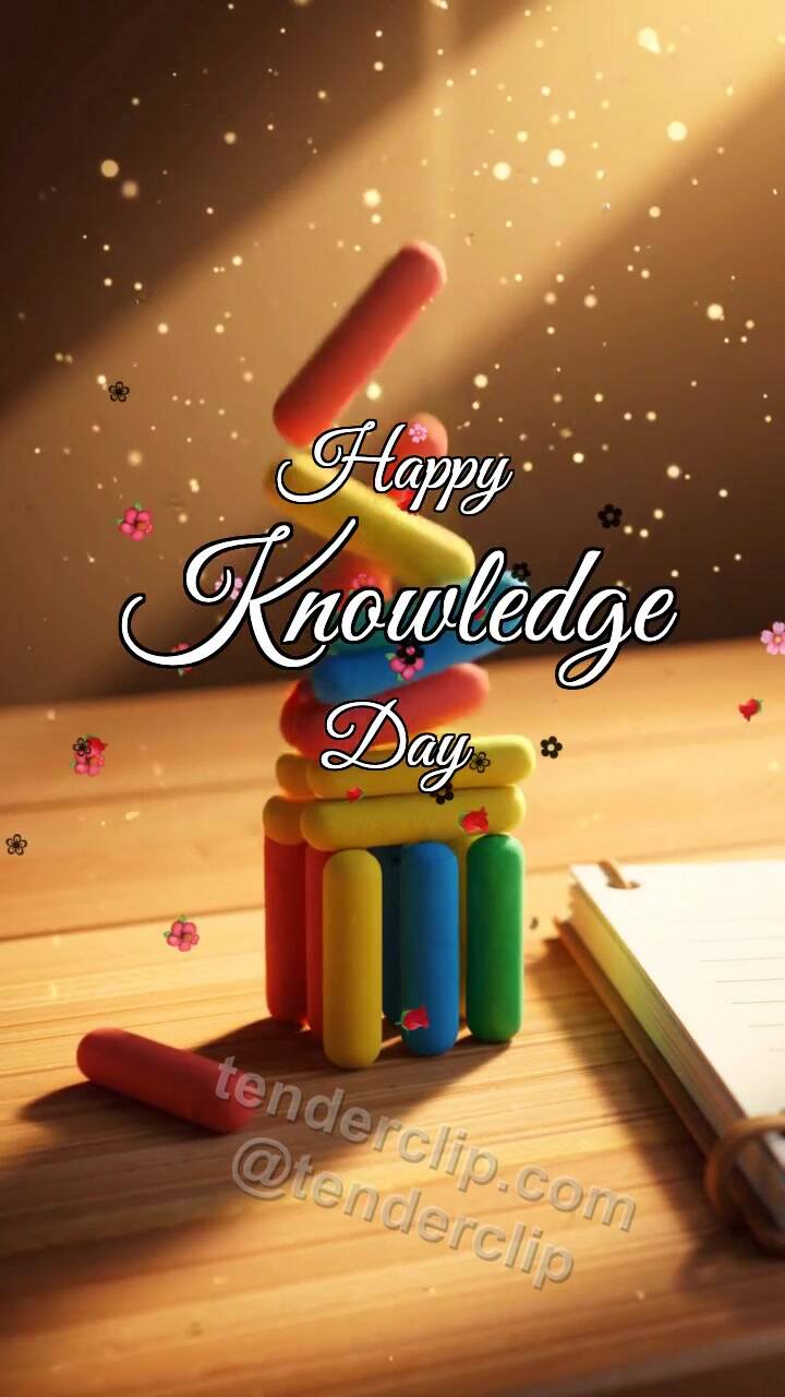 Animated greeting card about Happy Knowledge Day: Counting Sticks Catch Ray