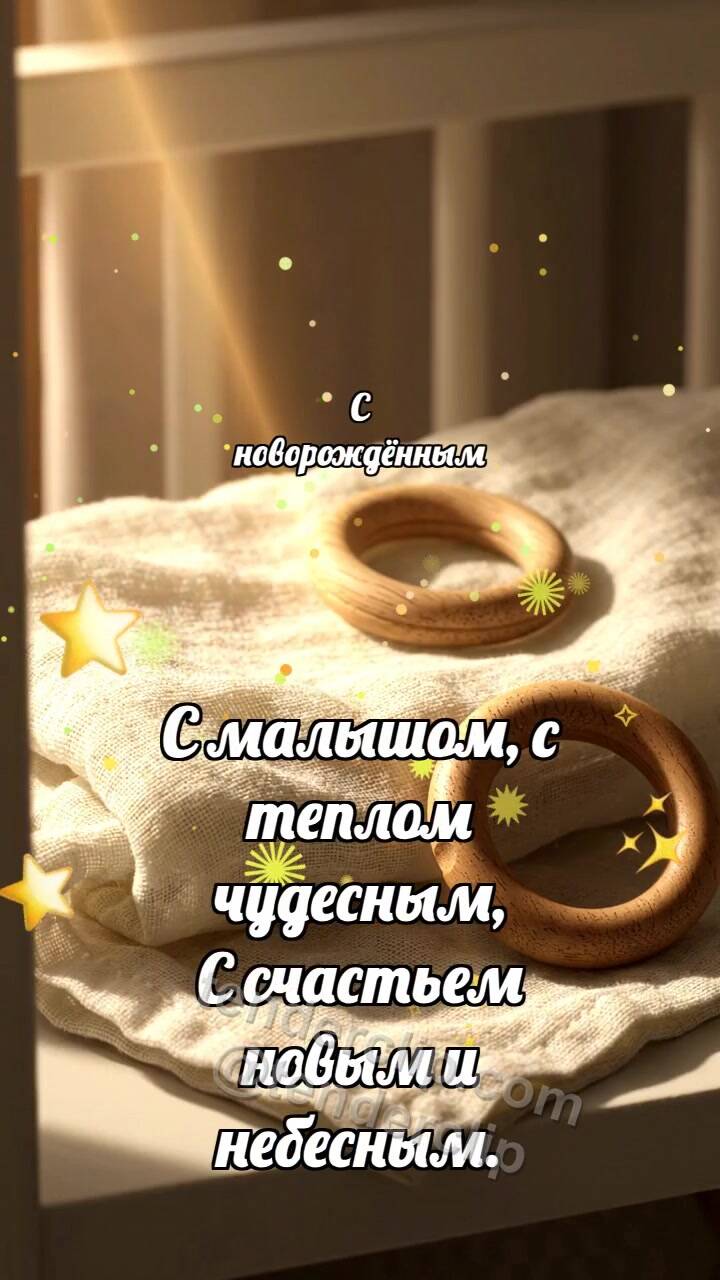 Анимационная открытка на тему С новорождённым: Муслин ловит лучик