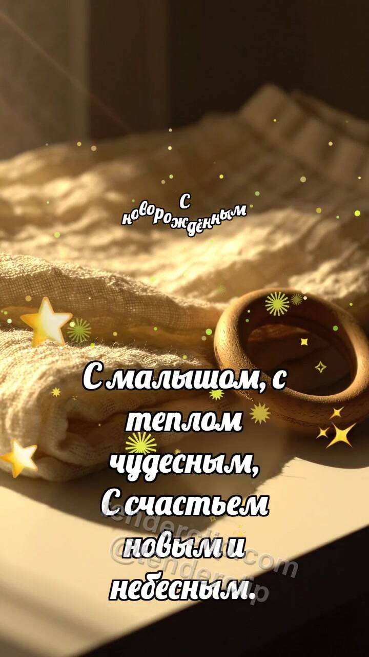 Анимационная открытка на тему С новорождённым: Муслин ловит лучик
