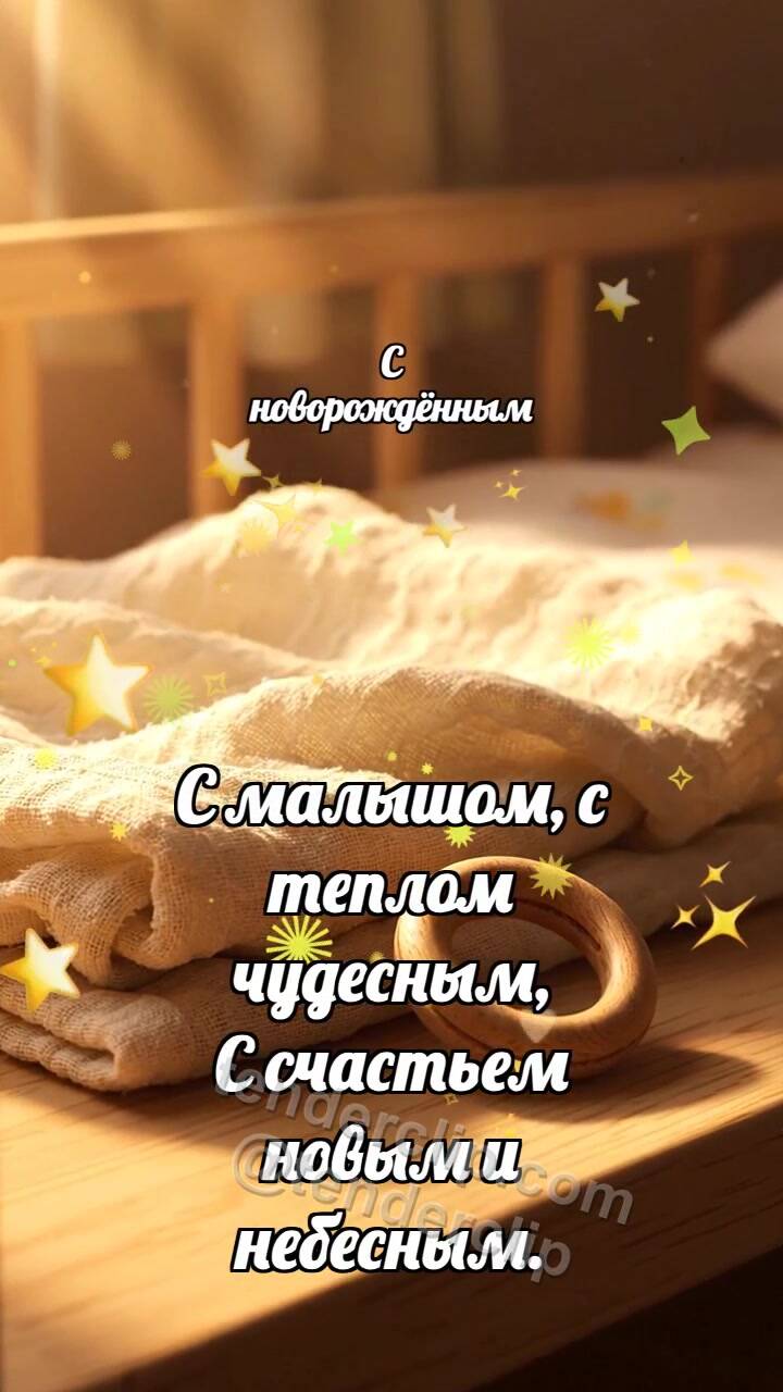 Анимационная открытка на тему С новорождённым: Муслин ловит лучик