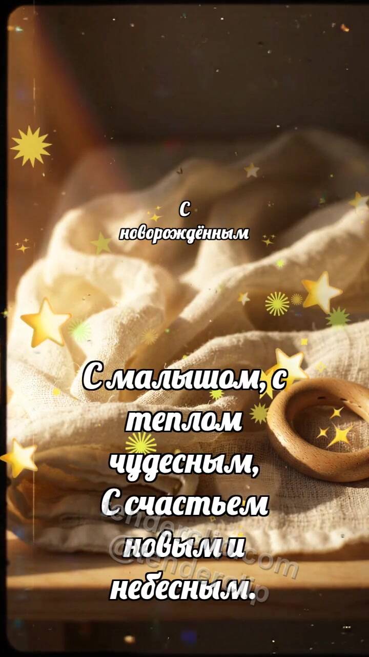 Анимационная открытка на тему С новорождённым: Муслин ловит лучик