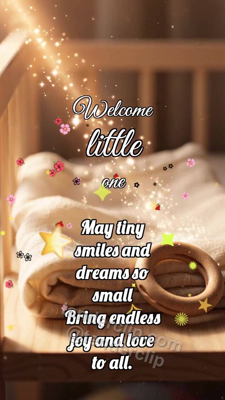 Animated greeting card about Welcome little one: Muslin Catches Ray
