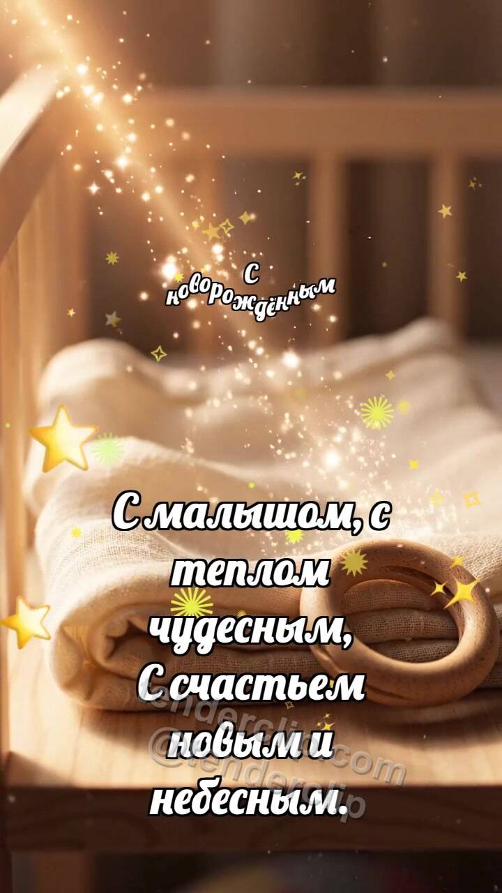 Анимационная открытка на тему С новорождённым: Муслин ловит лучик