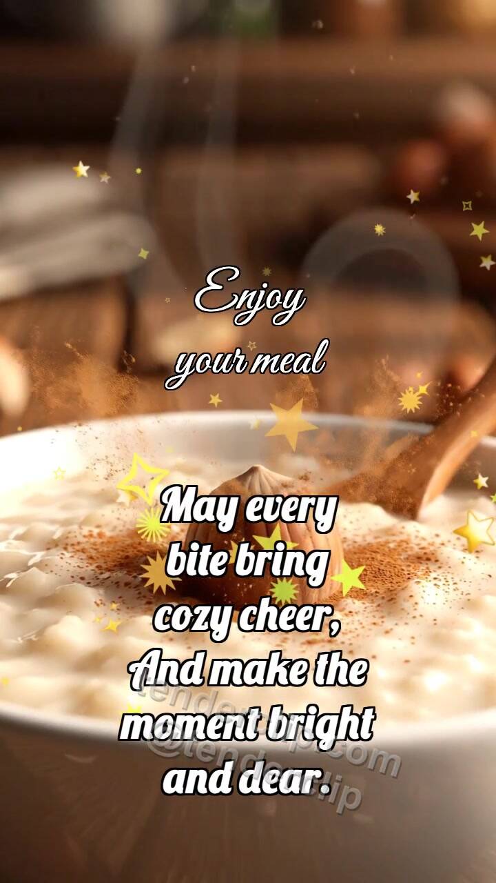 Animated greeting card about Enjoy your meal: Porridge Welcomes Nut