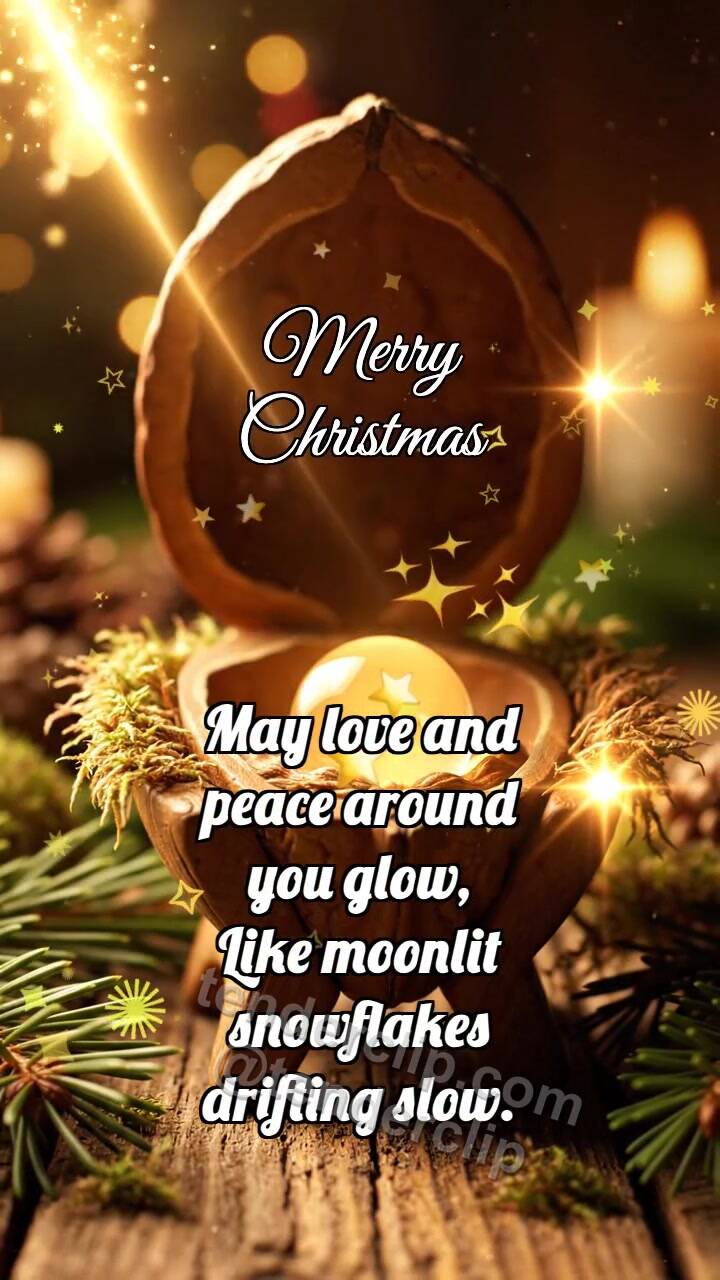 Animated greeting card about Merry Christmas: Walnut Manger Brightens