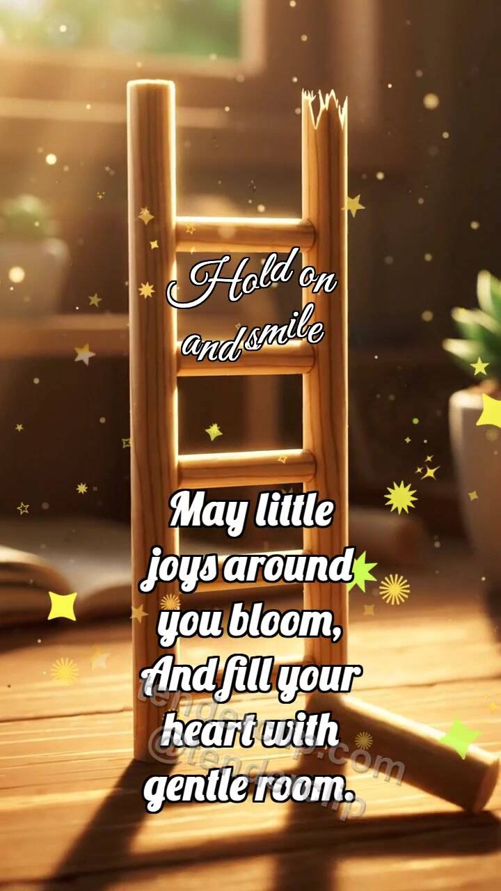 Animated greeting card about Hold on and smile: Ladder Receives Step