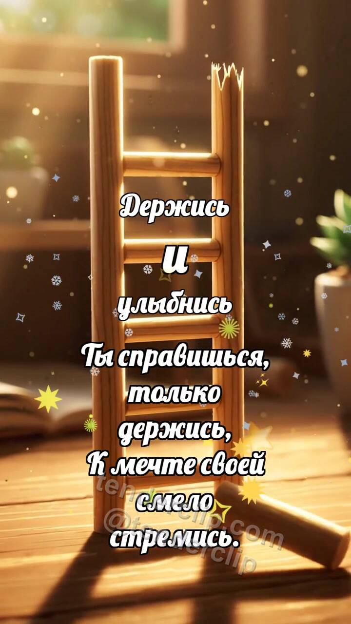 Анимационная открытка на тему Держись и улыбнись: Лесенка принимает ступень