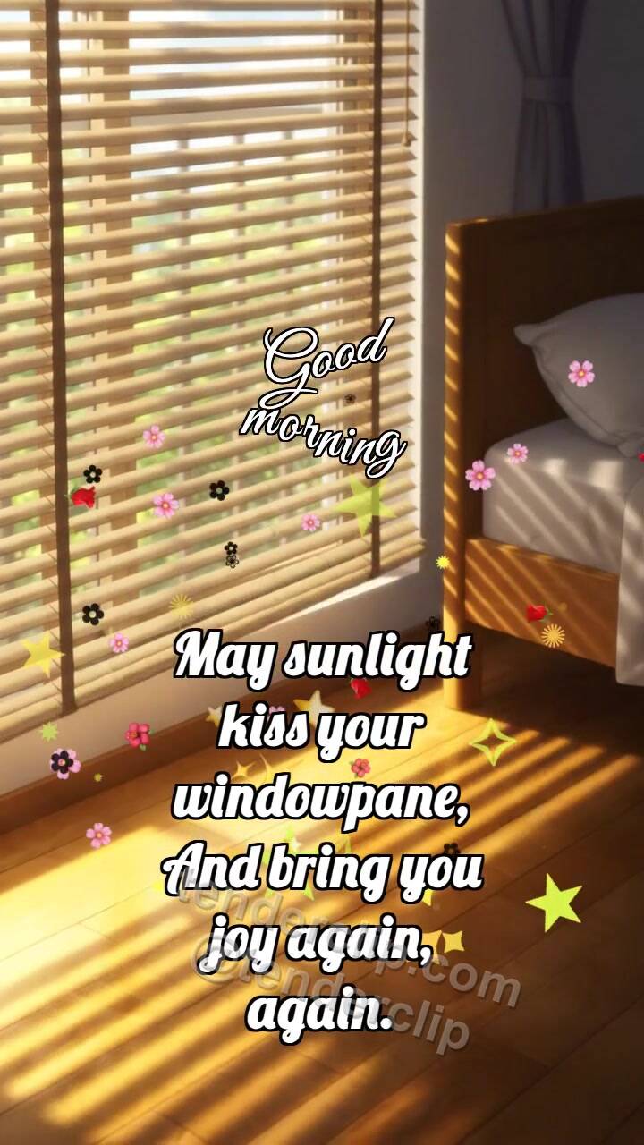 Animated greeting card about Good morning: Blinds Wake Room