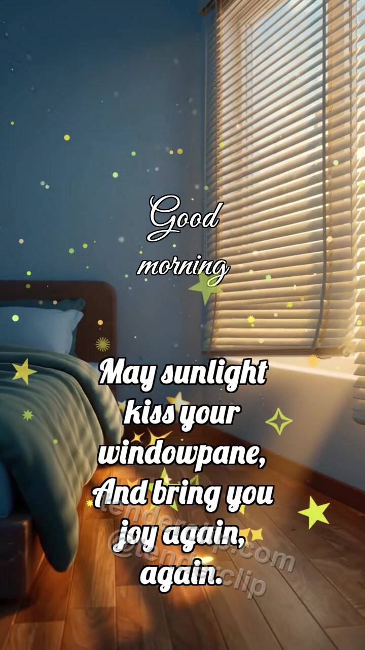 Animated greeting card about Good morning: Blinds Wake Room