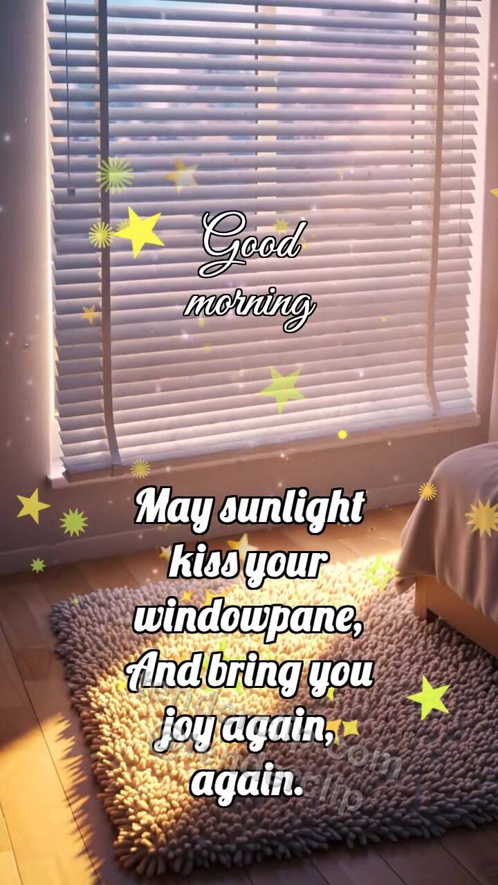 Animated greeting card about Good morning: Blinds Wake Room