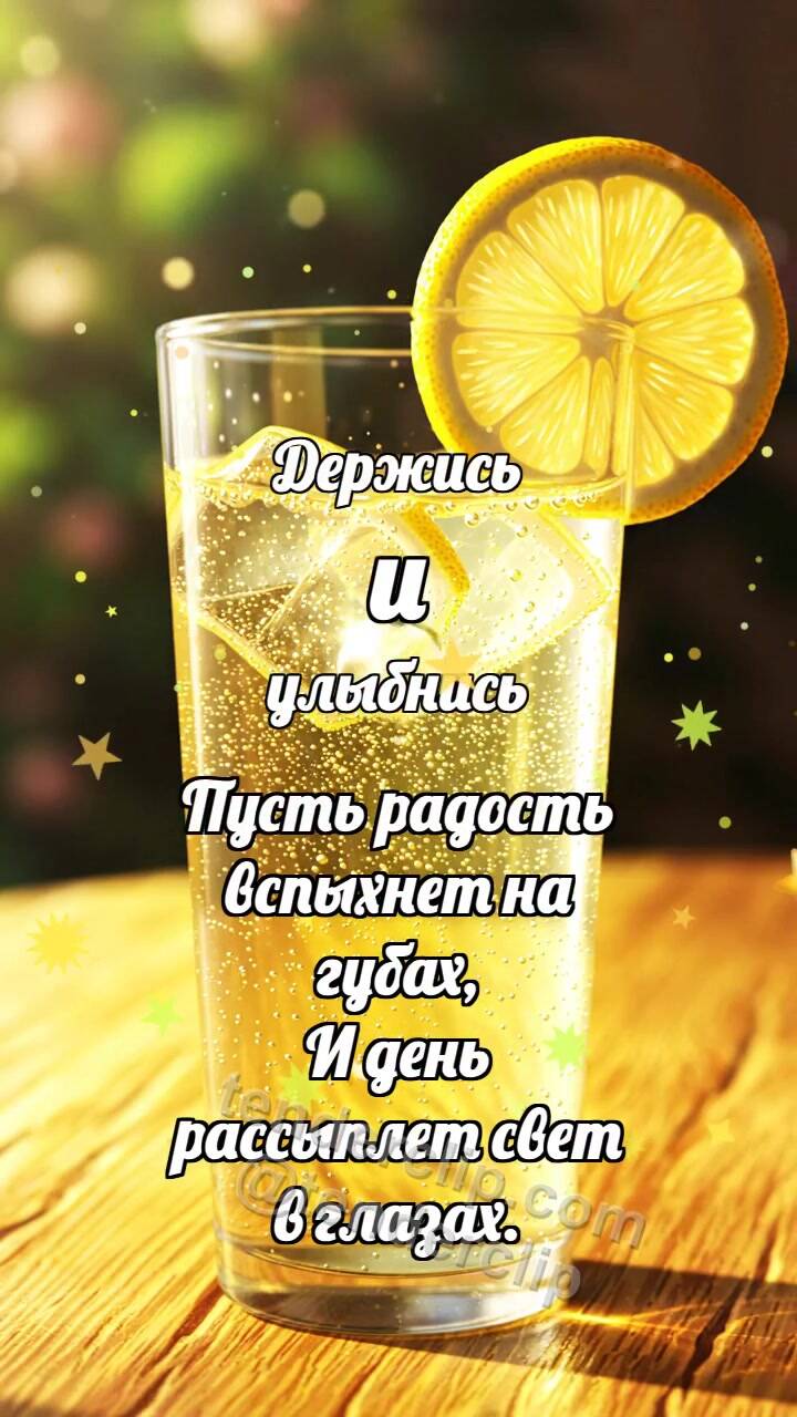 Анимационная открытка на тему Держись и улыбнись: Лимонад ловит пузырёк