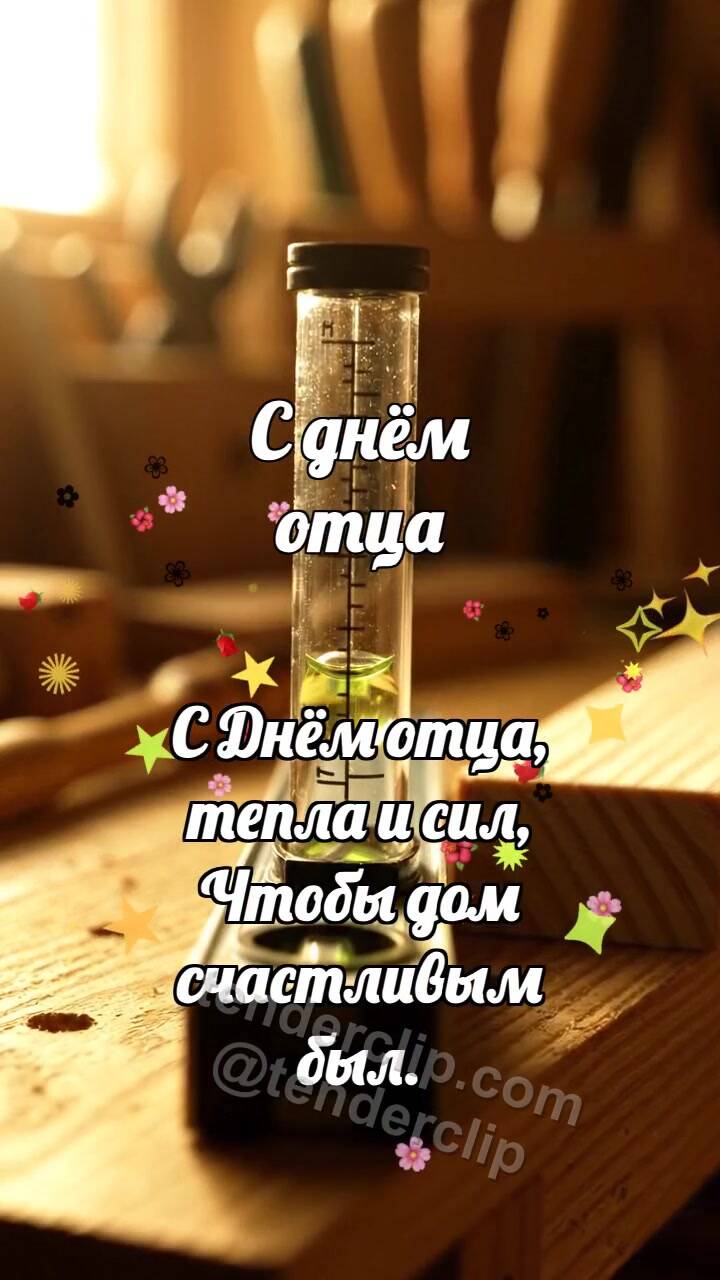 Анимационная открытка на тему С днём отца: Уровень ловит пузырёк