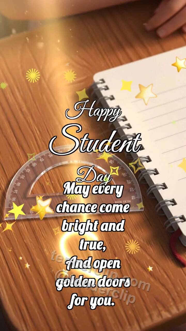 Animated greeting card about Happy Student Day: Protractor Catches Arc