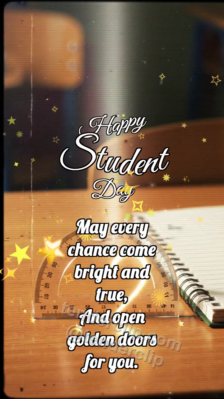 Animated greeting card about Happy Student Day: Protractor Catches Arc
